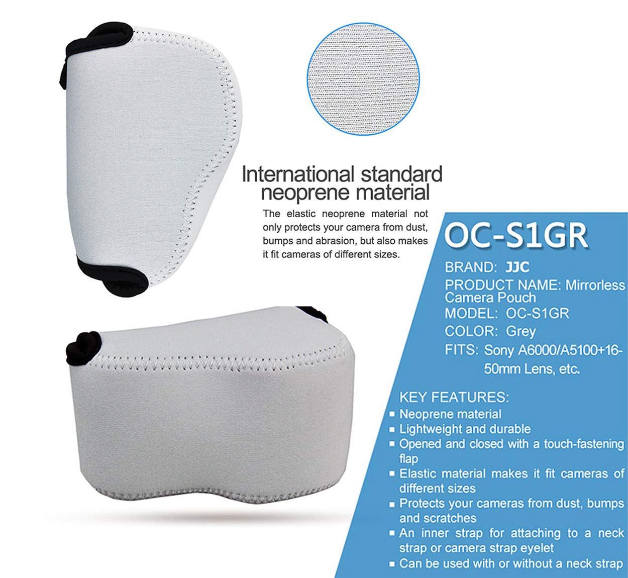 Amazon.com : JJC Gray Ultra Light Neoprene Camera Case Pouch Bag